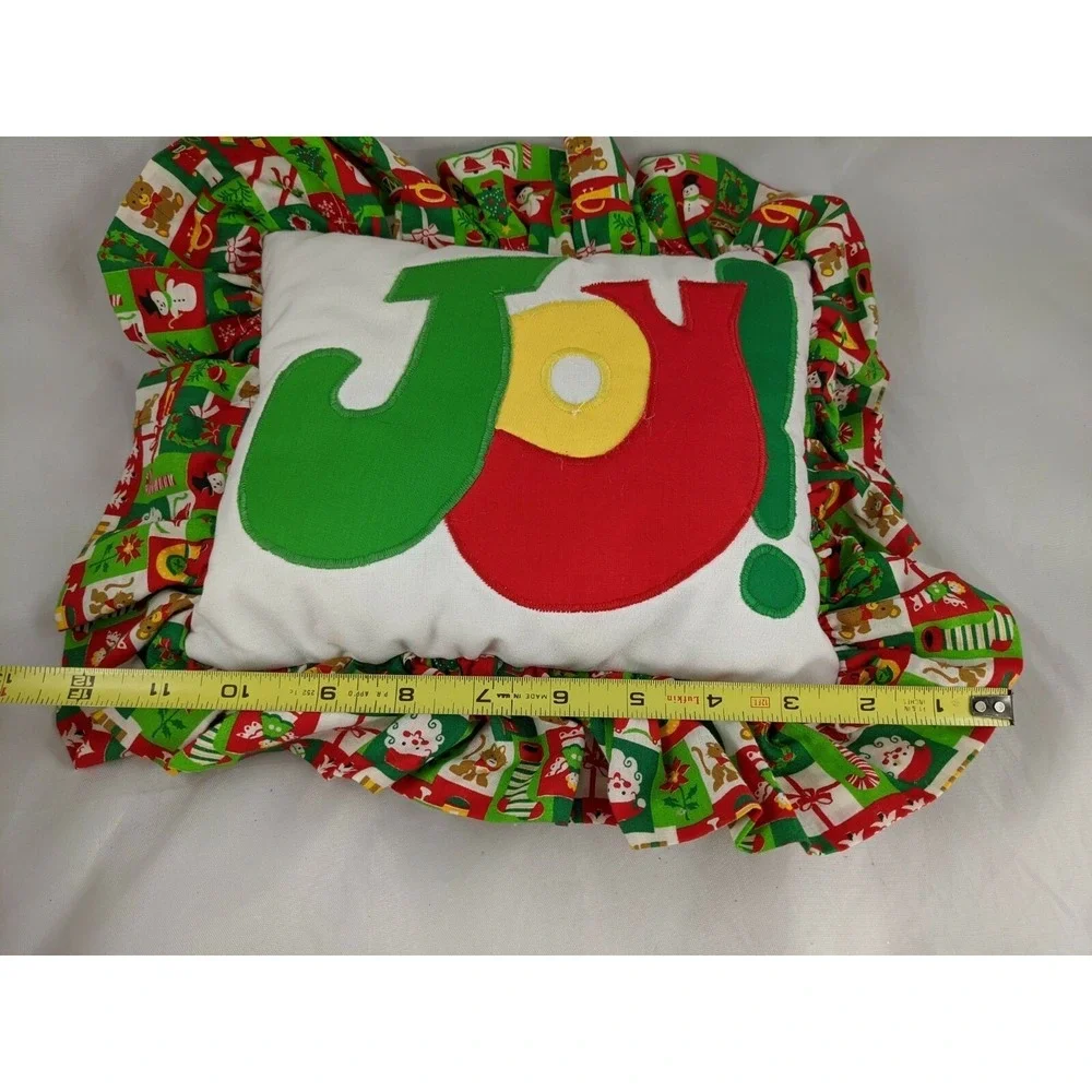 Christmas JOY‎ Throw Pillow About 13x 11 Inch Homemade Stuffed